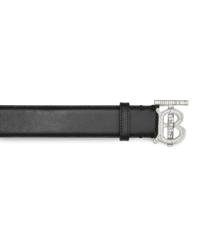 Shop Burberry Crystal Tb Monogram Leather Belt