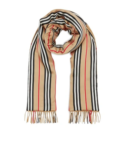 Shop Burberry Icon Stripe And Check Puffer Scarf