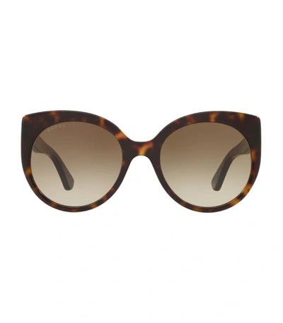 Shop Gucci Tortoiseshell Print Butterfly Sunglasses In Multi