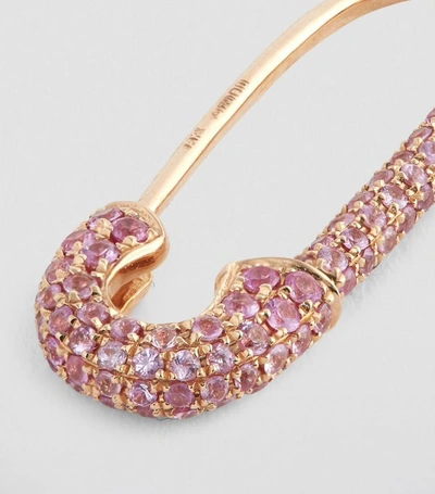 Shop Anita Ko Rose Gold And Pink Sapphire Safety Pin Single Earring
