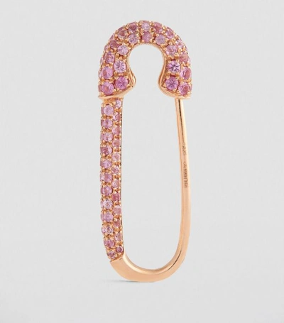 Shop Anita Ko Rose Gold And Pink Sapphire Safety Pin Single Earring