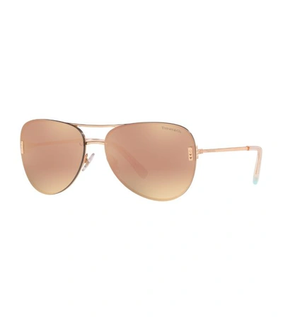 Shop Tiffany & Co Pilot Logo Sunglasses