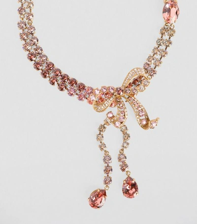 Shop Dolce & Gabbana Crystal-embellished Bow Necklace
