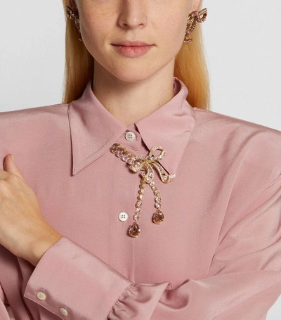 Shop Dolce & Gabbana Crystal-embellished Bow Necklace