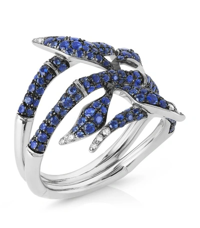 Shop Atelier Swarovski X Stephen Webster Gold, Lab-grown Diamond And Sapphire Bamboo Cocktail Ring