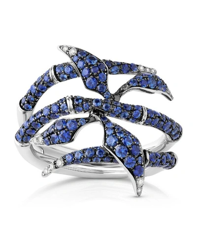 Shop Atelier Swarovski X Stephen Webster Gold, Lab-grown Diamond And Sapphire Bamboo Cocktail Ring