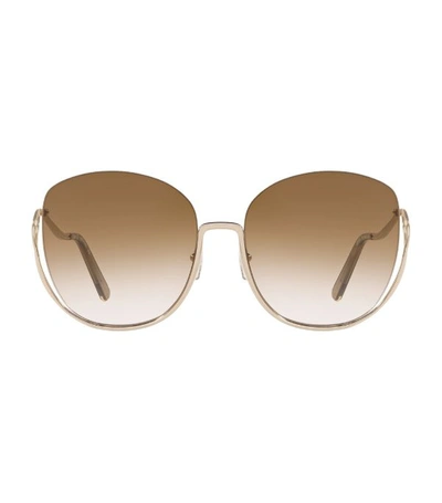 Shop Chloé Butterfly Metal-frame Sunglasses