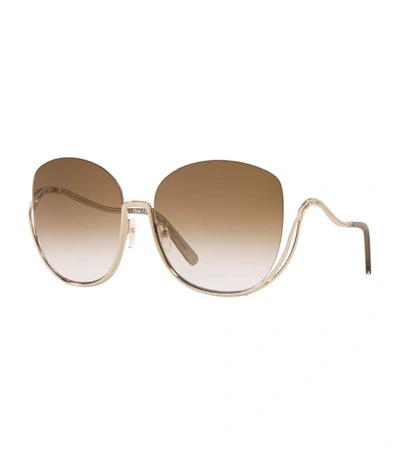 Shop Chloé Butterfly Metal-frame Sunglasses