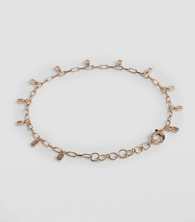 Shop Shay Yellow Gold And Diamond Boho Deco Baguette Drop Anklet