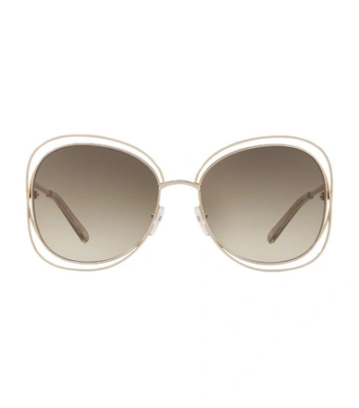 Shop Chloé Square Metal-frame Sunglasses