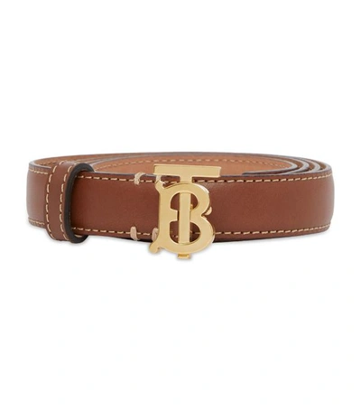 Shop Burberry Leather Tb Monogram Belt