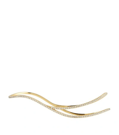 Shop Atelier Swarovski X Paige Novick Yellow Gold, Diamond And Topaz Arc-en-ciel Palm Cuff Bracelet