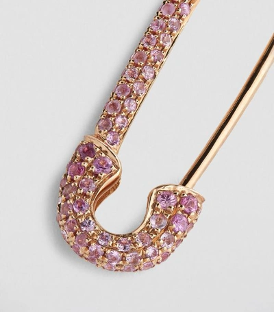 Shop Anita Ko Rose Gold And Pink Sapphire Safety Pin Single Earring