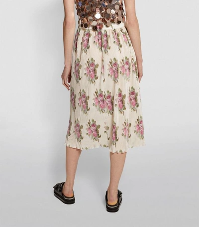 Shop Paco Rabanne Floral Pleated Midi Skirt