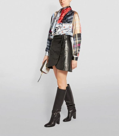 Shop Ganni Leather Asymmetric Mini Skirt