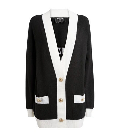 Shop Balmain Intarsia Logo Cardigan