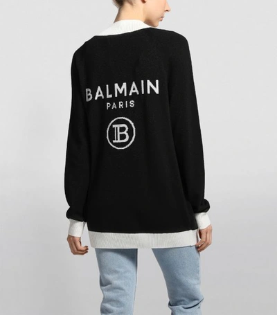 Shop Balmain Intarsia Logo Cardigan