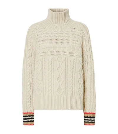 Shop Burberry Icon Stripe Cuff Sweater