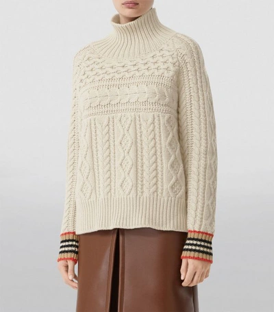 Shop Burberry Icon Stripe Cuff Sweater