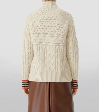 Shop Burberry Icon Stripe Cuff Sweater
