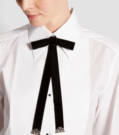 Dolce & Gabbana Bolo-tie Cotton Tuxedo Shirt In White | ModeSens