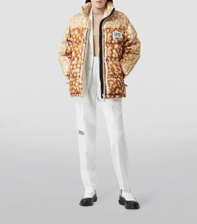 Shop Burberry Deer Print Puffer Jacket