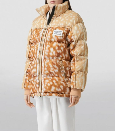 Shop Burberry Deer Print Puffer Jacket