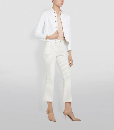 Shop L Agence Cropped Janelle Denim Jacket In White