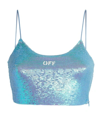 Shop Off-white Sequin-embellished Crop Top