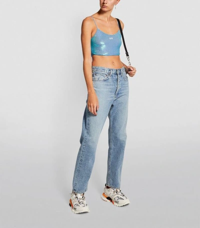 Shop Off-white Sequin-embellished Crop Top