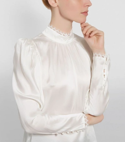 Shop Frame Lace-trim Silk Blouse