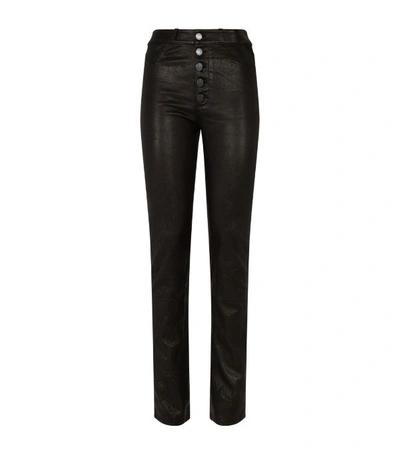 Shop Paige Leather Hoxton Straight Buttoned Trousers