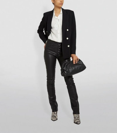 Shop Paige Leather Hoxton Straight Buttoned Trousers