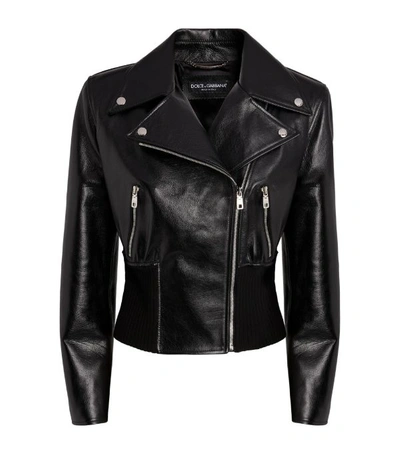 Shop Dolce & Gabbana Leather Biker Jacket