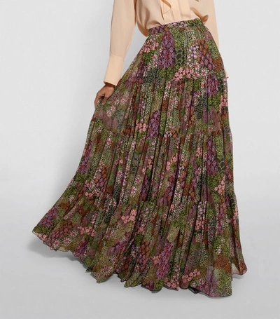 Shop Giambattista Valli Floral Silk Maxi Skirt