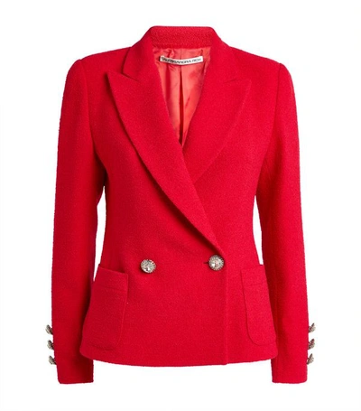 Shop Alessandra Rich Double-breasted Tweed Jacket With Crystal Buttons