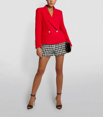 Shop Alessandra Rich Double-breasted Tweed Jacket With Crystal Buttons