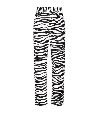 Shop Attico Zebra Print Straight Jeans