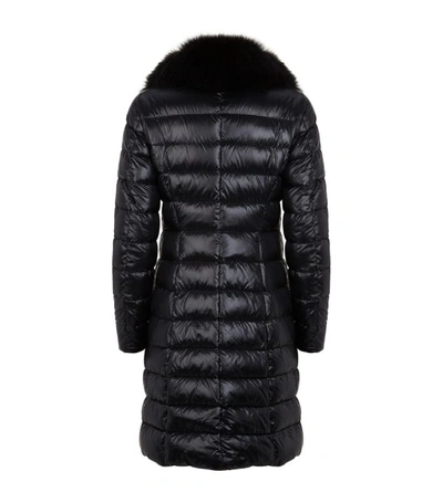 Herno fox fur trim satin best sale down coat