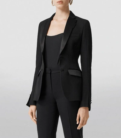 Shop Burberry Silk Trim Blazer Jacket