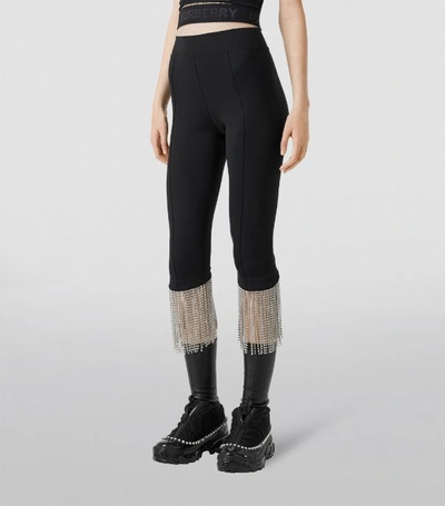 Shop Burberry Crystal Fringe Trim Leggings