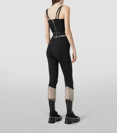 Shop Burberry Crystal Fringe Trim Leggings