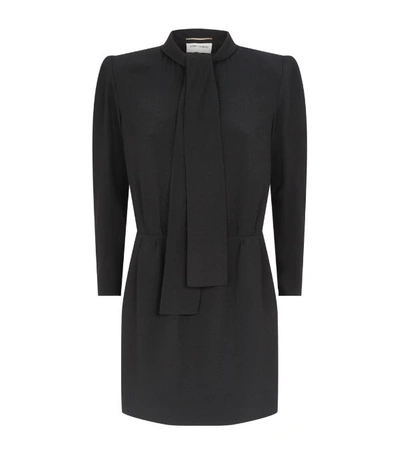 Shop Saint Laurent Scarf Collar Short Sablé Dress