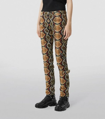 Shop Burberry Python Print Skinny Jeans