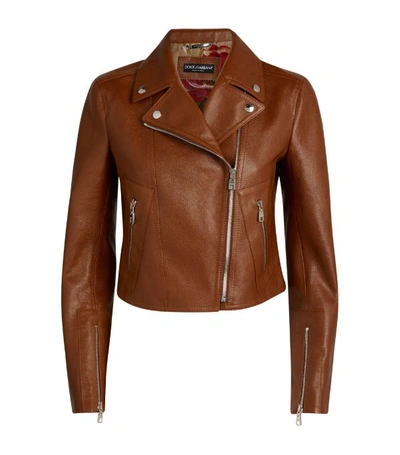 Shop Dolce & Gabbana Leather Biker Jacket