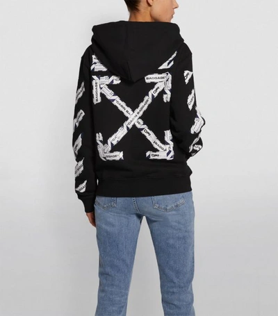 Shop Off-white Airport Tape Zip-up Hoodie