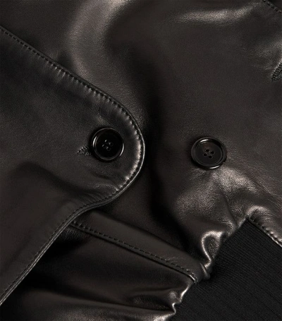 Shop Dolce & Gabbana Leather Cropped Bomber Jacket