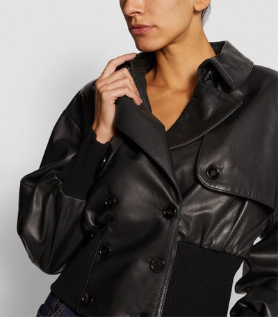 Shop Dolce & Gabbana Leather Cropped Bomber Jacket