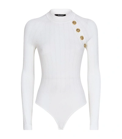 Shop Balmain High-neck Embellished Bodysuit