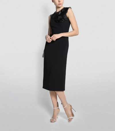 Shop Jenny Packham Paloma Ruffle-shoulder Midi Dress